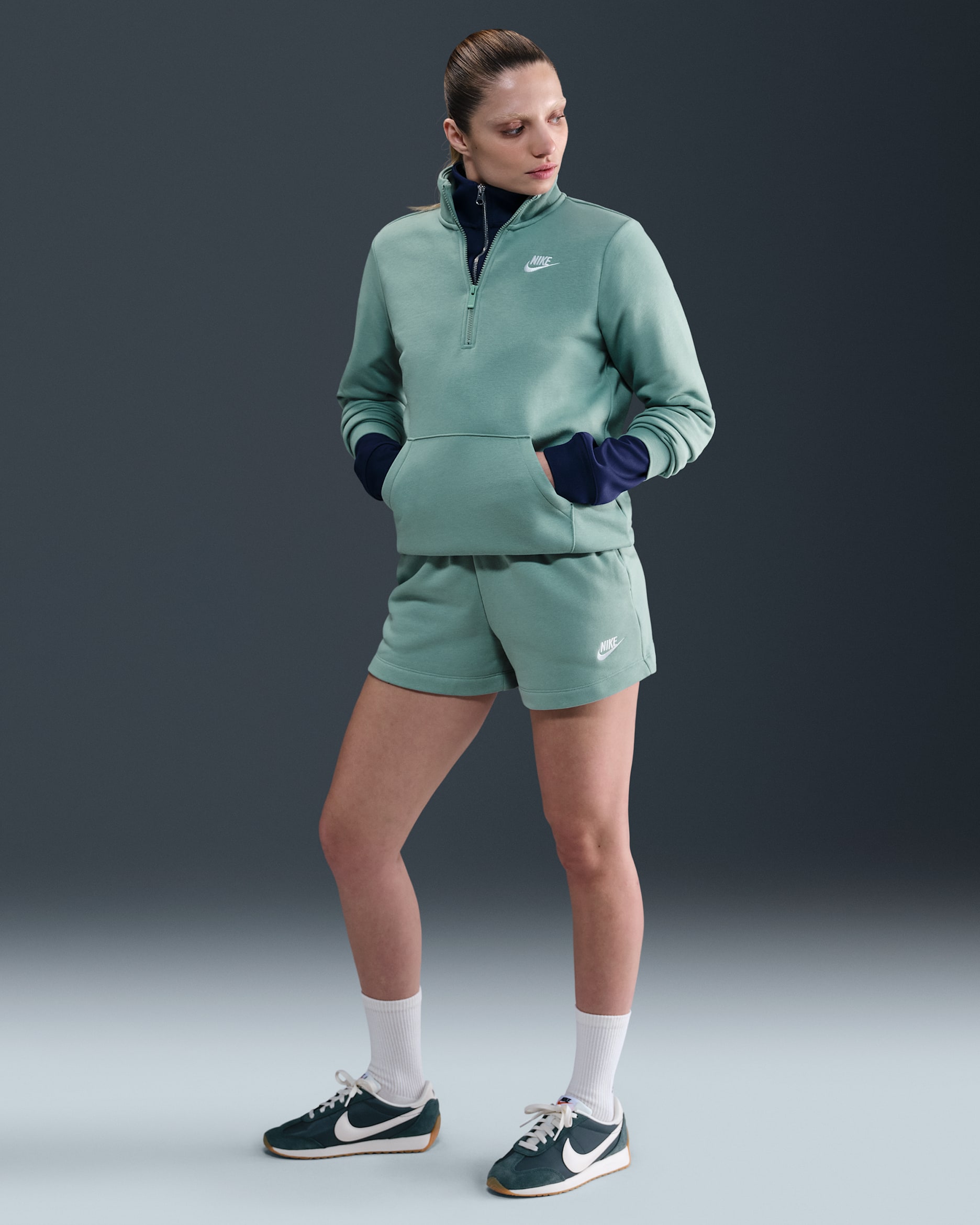 (取寄) ナイキ レディース スポーツウェア クラブ フリース ミッドライズ ショーツ Nike women Sportswear Club Fleece Mid-rise Shorts Dark Grey Heather/White Nike Sportswear Club Fleece Women's Mid-Rise Shorts. Nike.com